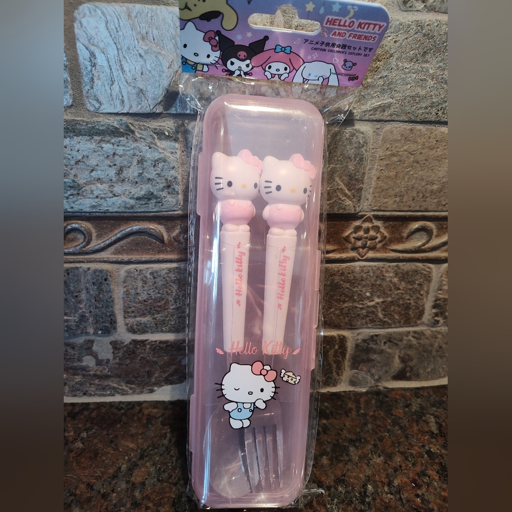 Hello Kitty Pink Cutlery Travel Set